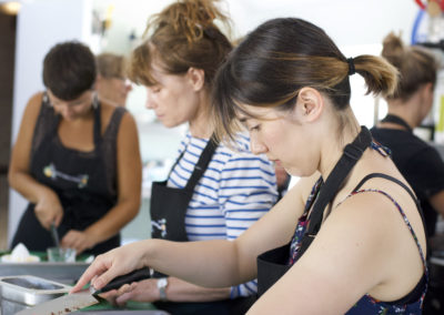 Students at a Natural Cookery School class