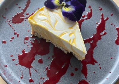 Mango cheesecake slice